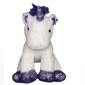 The Bear Factory Plush Unicorn Stuffed Animal White & Purple Glitter Sparkle